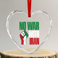 No War With Iran Heart Crystal Glass Ornament Peace Activist Gift