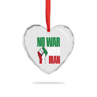 No War With Iran Heart Crystal Glass Ornament Peace Activist Gift