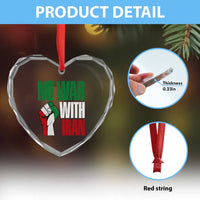 No War With Iran Heart Crystal Glass Ornament Peace Activist Gift