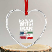 No War With Iran Heart Crystal Glass Ornament Support Iranian People Peace