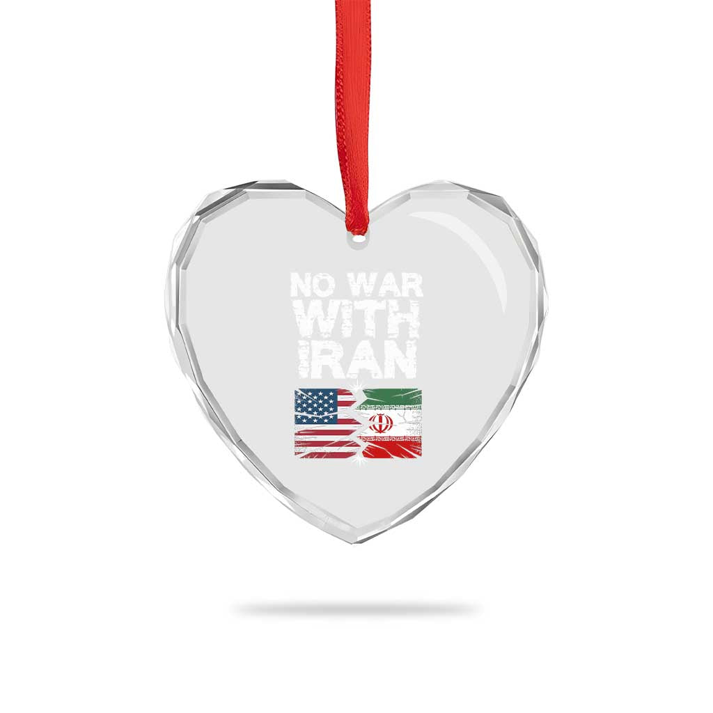 No War With Iran Heart Crystal Glass Ornament Support Iranian People Peace