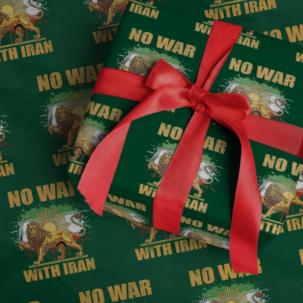 No War With Iran Wrapping Paper Roll Iran Flag Lion And Sun Persian Pride