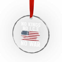No Wars No Ice No Kings American Flag Crystal Glass Ornament Patriotic Protest Anti War Human Rights