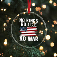 No Wars No Ice No Kings American Flag Crystal Glass Ornament Patriotic Protest Anti War Human Rights