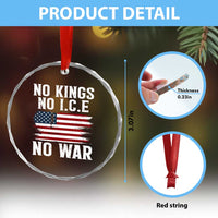 No Wars No Ice No Kings American Flag Crystal Glass Ornament Patriotic Protest Anti War Human Rights