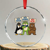 No Wars No Ice No Kings Animal Protest Crystal Glass Ornament Frog Penguin Bear Resist Human Rights Activist