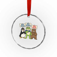 No Wars No Ice No Kings Animal Protest Crystal Glass Ornament Frog Penguin Bear Resist Human Rights Activist