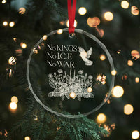 No Wars No Ice No Kings Botanical Dove Crystal Glass Ornament Peace Symbol Anti War Human Rights Protest