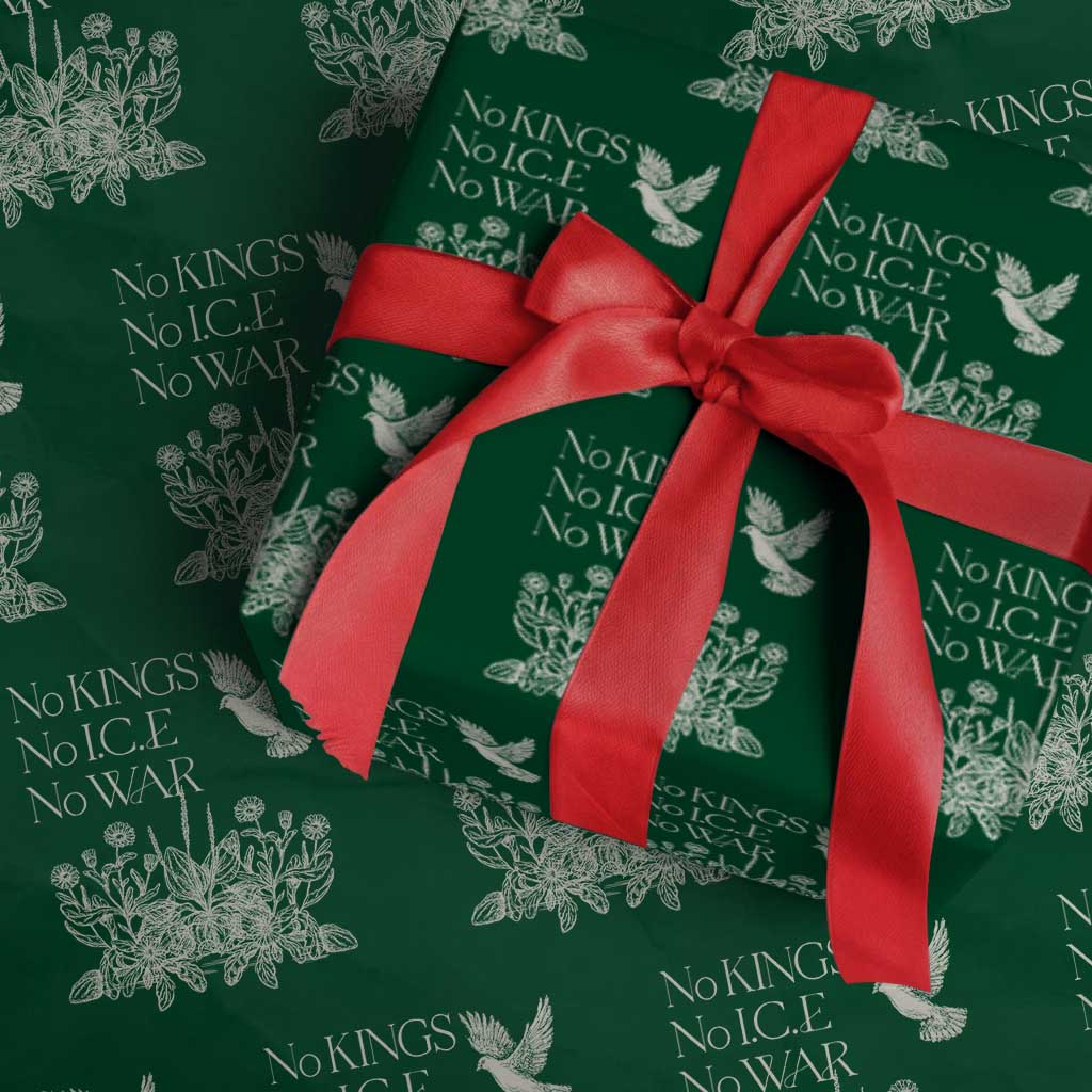 No Wars No Ice No Kings Botanical Dove Wrapping Paper Roll Peace Symbol Anti War Human Rights Protest