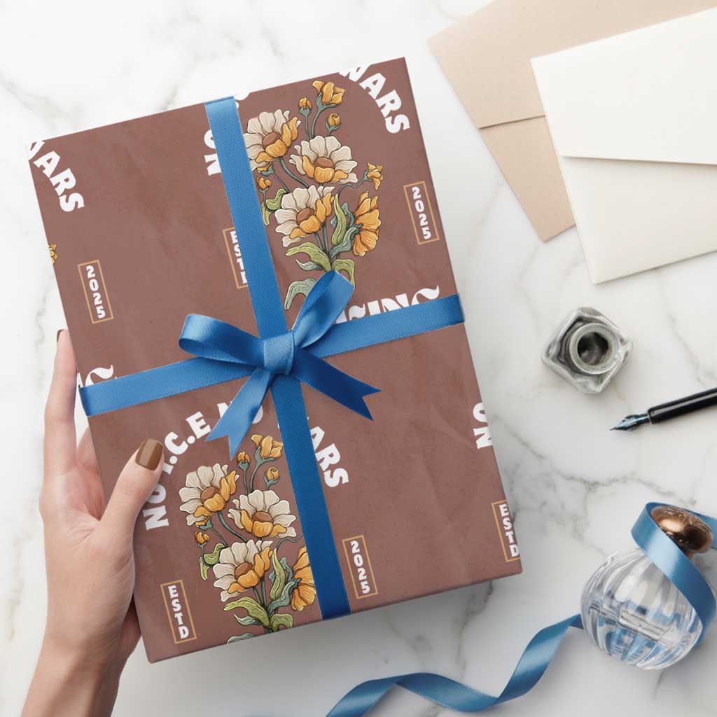 No Wars No ICE No Kings Floral Vintage Wrapping Paper Roll Retro Flower Peaceful Protest Statement