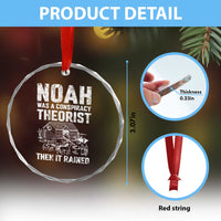Noah Was a Conspiracy Theorist Crystal Glass Ornament Then It Rained Funny Biblical Ark Humor TS02