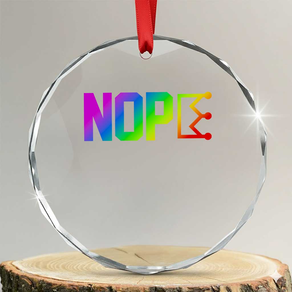 Nope No Kings Graphic Crystal Glass Ornament Humorous Political Gift