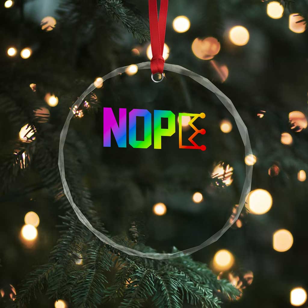 Nope No Kings Graphic Crystal Glass Ornament Humorous Political Gift