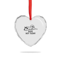 Nope Not Today Heart Crystal Glass Ornament Funny Siberian Husky Lazy Mood