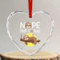 Nope Not Today Heart Crystal Glass Ornament Funny Sloth Lover Gift - Wonder Print Shop