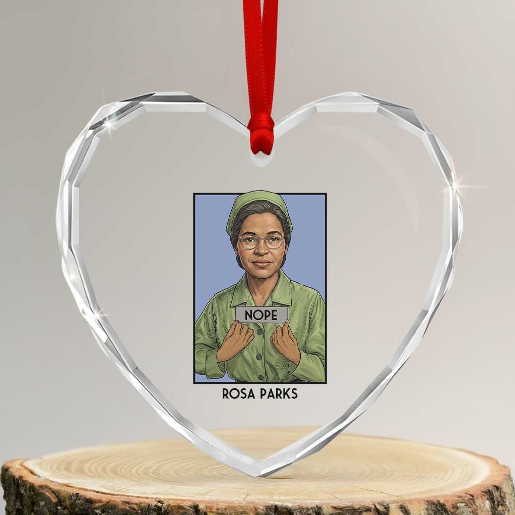Nope Rosa Parks Heart Crystal Glass Ornament Female Empowerment History Gift