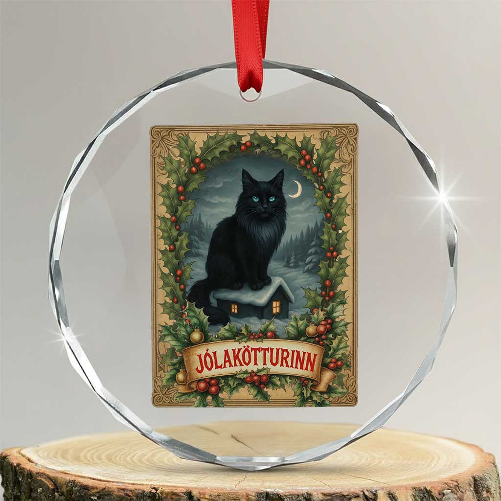 Nordic Christmas Cat Crystal Glass Ornament Jolakotturinn Yule Cat Icelandic - Wonder Print Shop