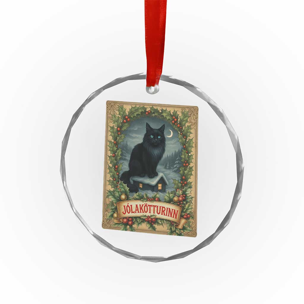 Nordic Christmas Cat Crystal Glass Ornament Jolakotturinn Yule Cat Icelandic - Wonder Print Shop