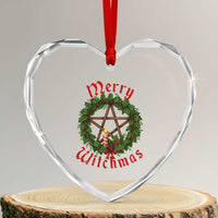 Nordic Christmas Heart Crystal Glass Ornament Merry Witchmas Pagan Yule Xmas Wreath - Wonder Print Shop