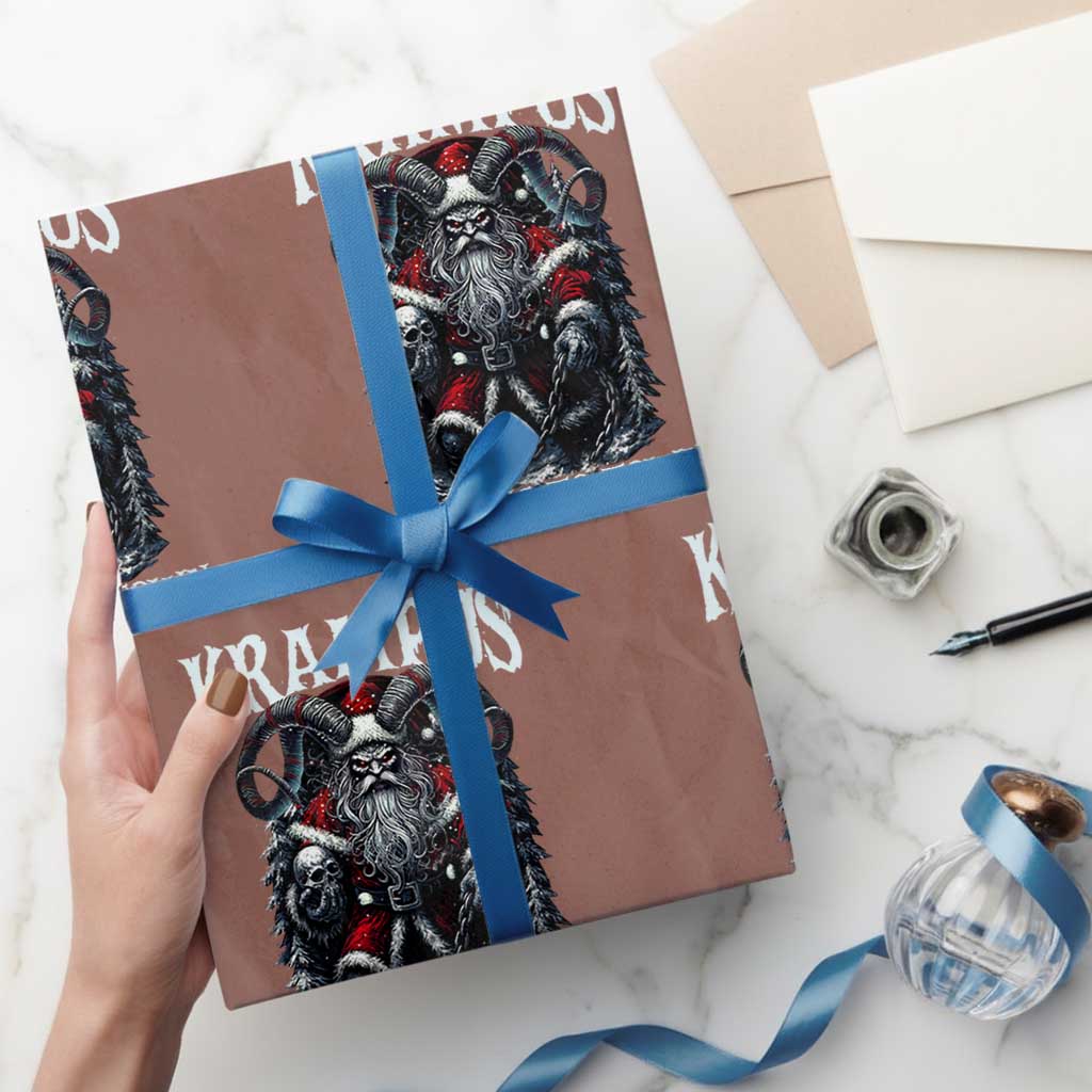Nordic Christmas Krampus Wrapping Paper Roll Krampus Is Coming To Town Horror Holiday Xmas - Wonder Print Shop