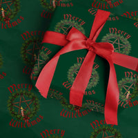Nordic Christmas Wrapping Paper Roll Merry Witchmas Pagan Yule Xmas Wreath - Wonder Print Shop