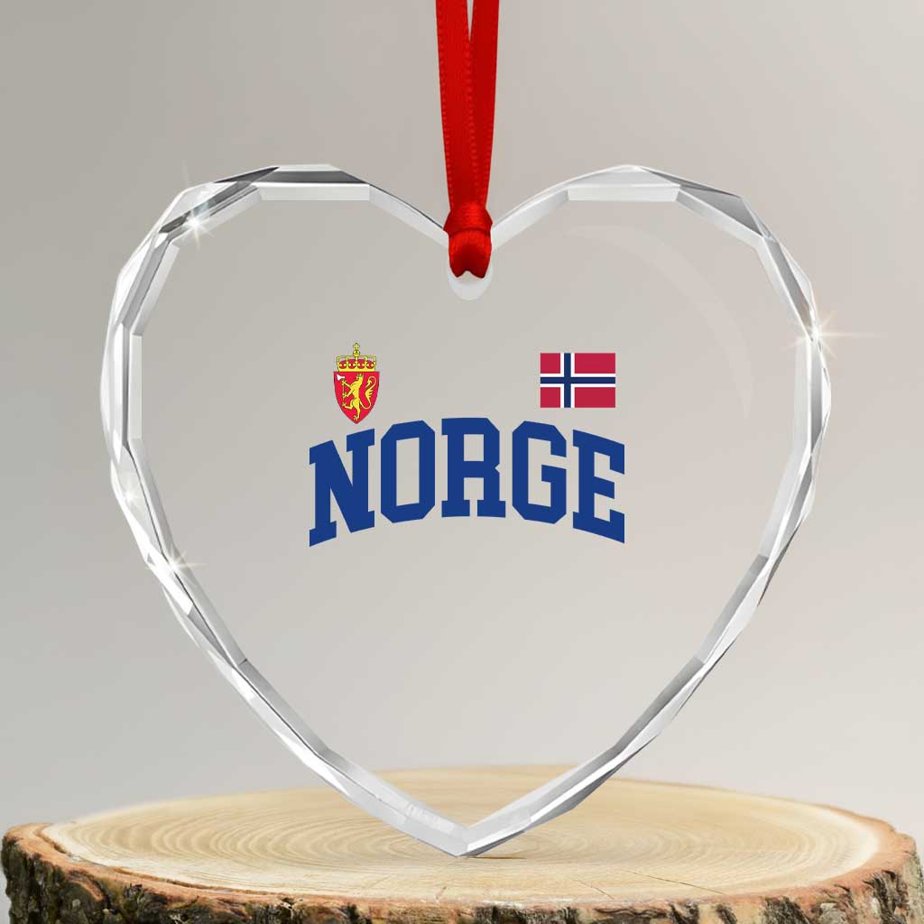 Norge Flag Norway Norwegian Heart Crystal Glass Ornament Vintage Retro