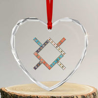 Northern Cheyenne Tribe Flag Montana Tribal Pattern Heart Crystal Glass Ornament