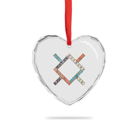 Northern Cheyenne Tribe Flag Montana Tribal Pattern Heart Crystal Glass Ornament