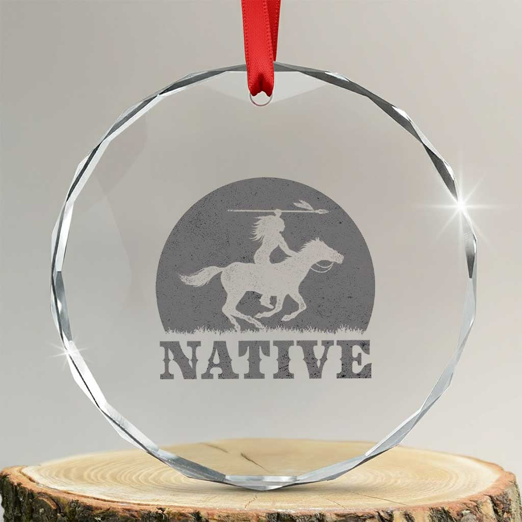 Northwest Native American Knight Pride Mountain Warrior Crystal Glass Ornament