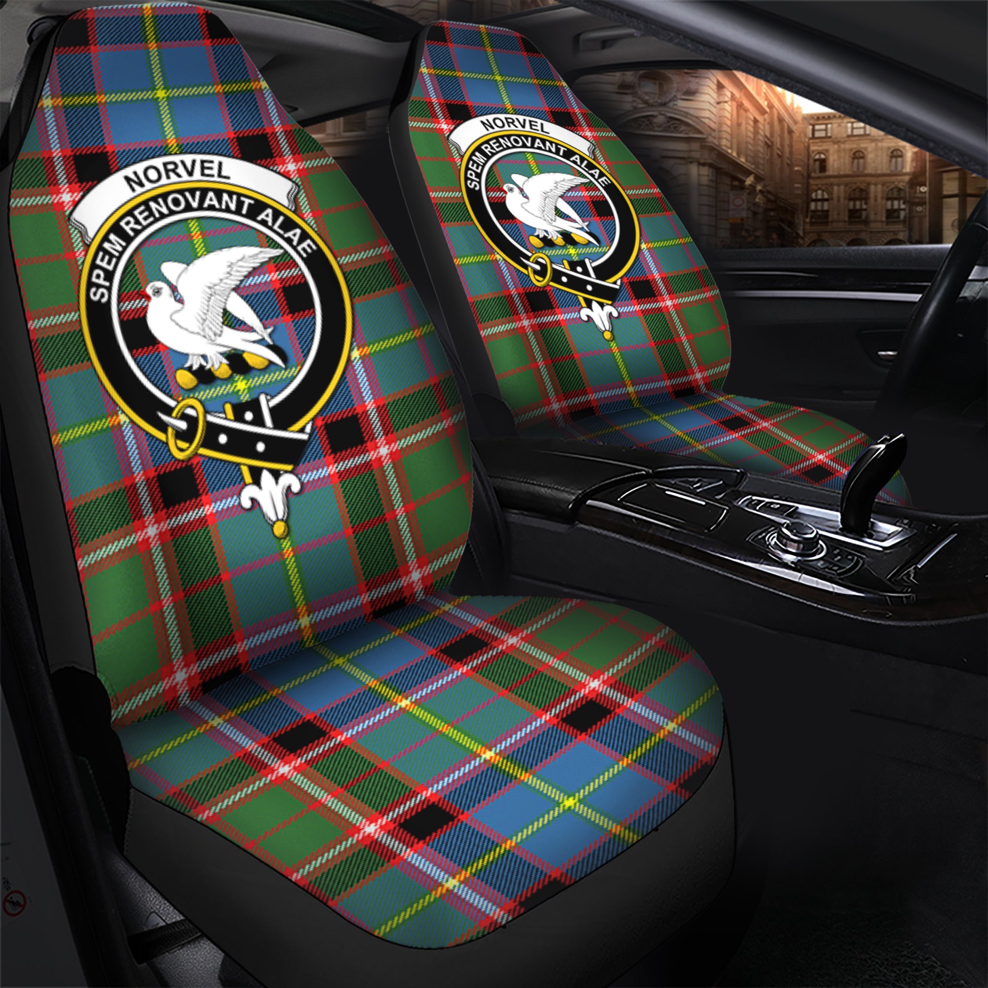 Norvel Clan Tartan Car Seat Cover, Family Crest Tartan Seat Cover TS23