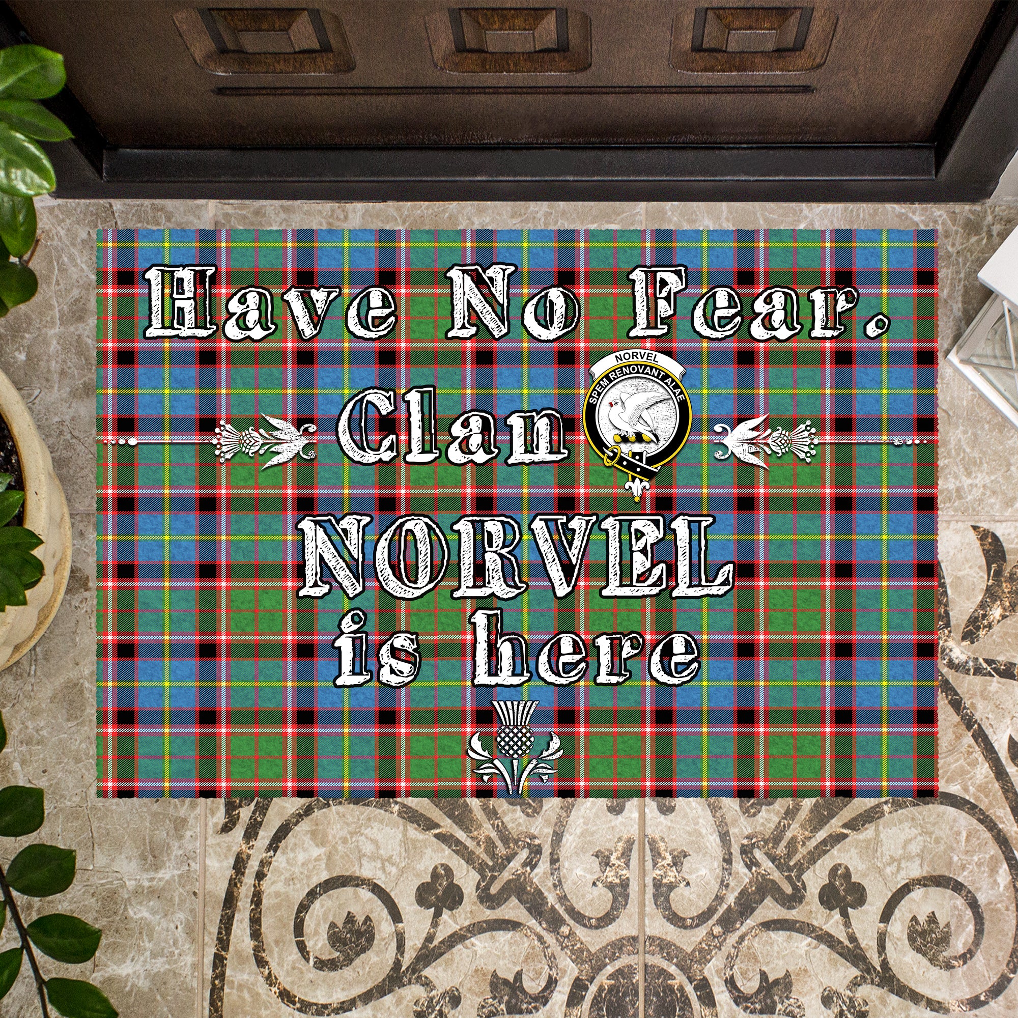 norvel-clan-tartan-door-mat-family-crest-have-no-fear-tartan-door-mat