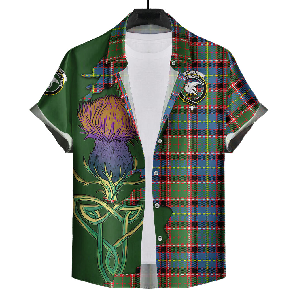 norvel-tartan-plaid-short-sleeve-button-down-shirt-tartan-crest-with-thistle-and-scotland-map-short-sleeve-button-shirt