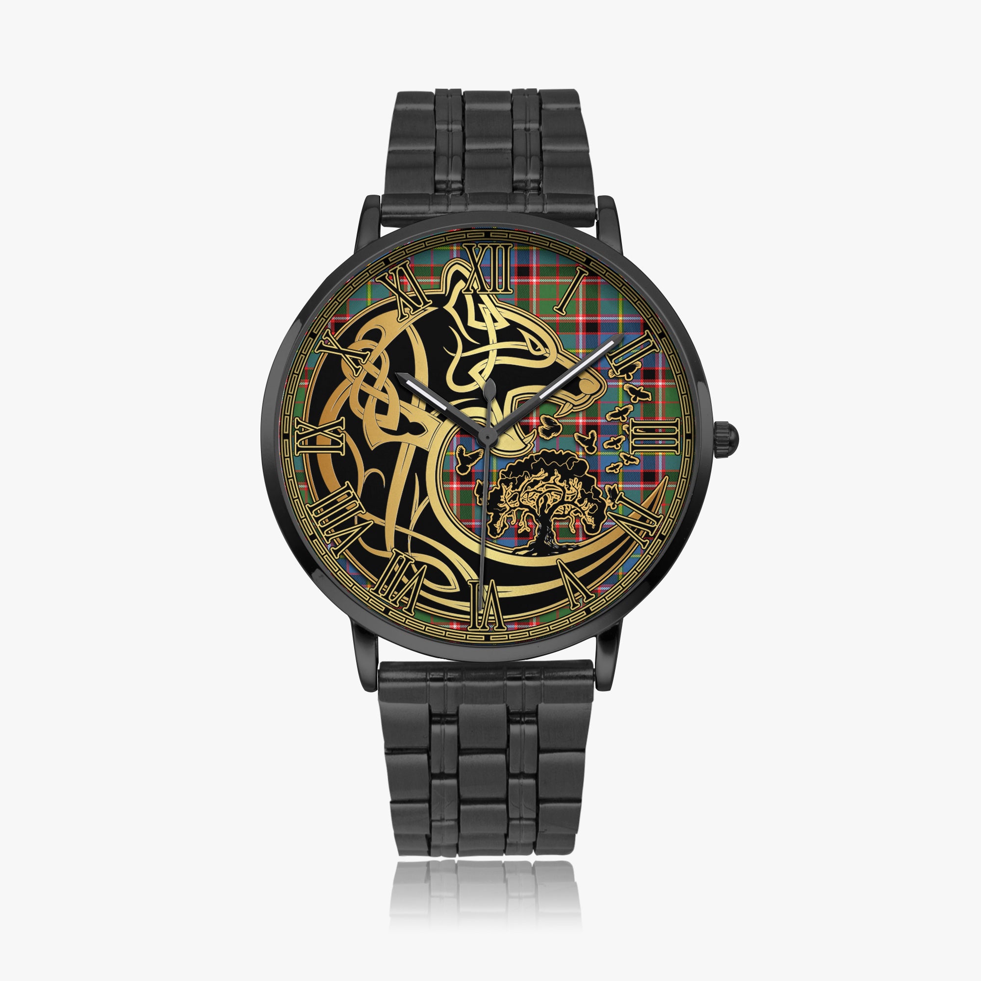 norvel-tartan-watch-with-stainless-steel-trap-tartan-instafamous-quartz-stainless-steel-watch-golden-celtic-wolf-style