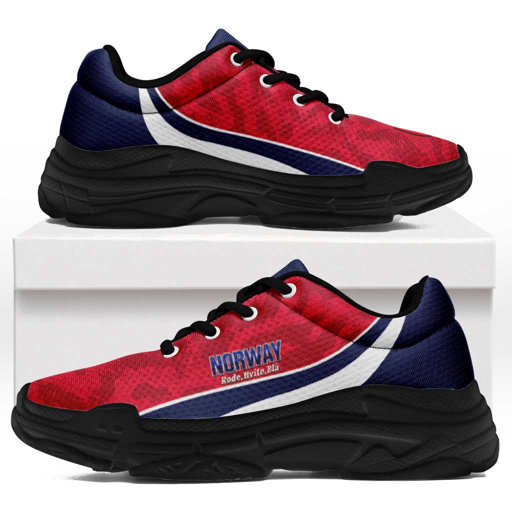 Norway 2026 Football Chunky Sneakers Go Norge Grunge Curve Stylized - Wonder Print Shop