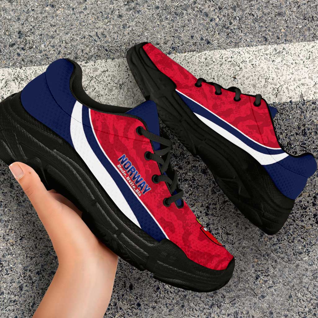 Norway 2026 Football Chunky Sneakers Go Norge Grunge Curve Stylized - Wonder Print Shop
