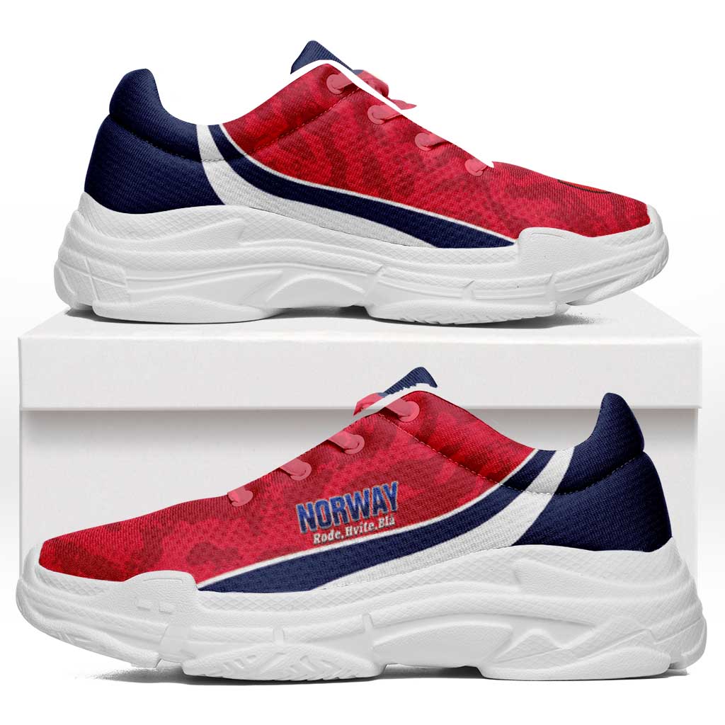 Norway 2026 Football Chunky Sneakers Go Norge Grunge Curve Stylized - Wonder Print Shop