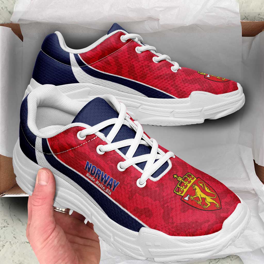Norway 2026 Football Chunky Sneakers Go Norge Grunge Curve Stylized - Wonder Print Shop