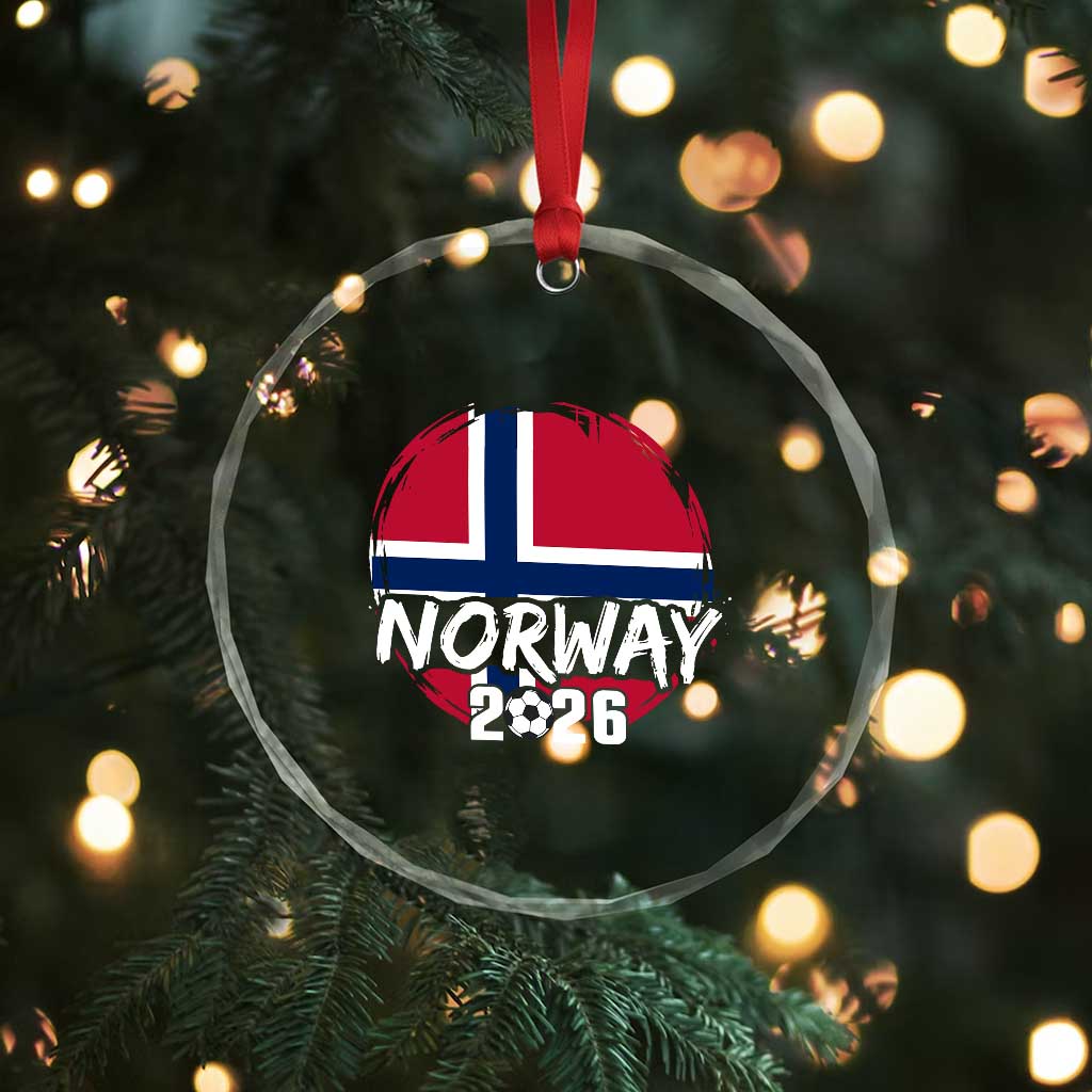 Norway 2026 Soccer Football Fan Norwegian Flag Crystal Glass Ornament