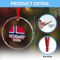 Norway 2026 Soccer Football Fan Norwegian Flag Crystal Glass Ornament