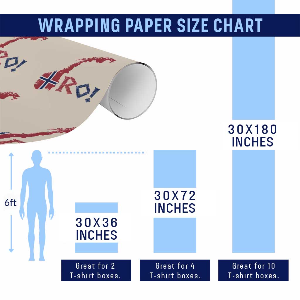 Norway Flag Country Map Patriotic Ro Ro Chant Wrapping Paper Roll Norwegian Viking Row Soccer Supporter Football Fans