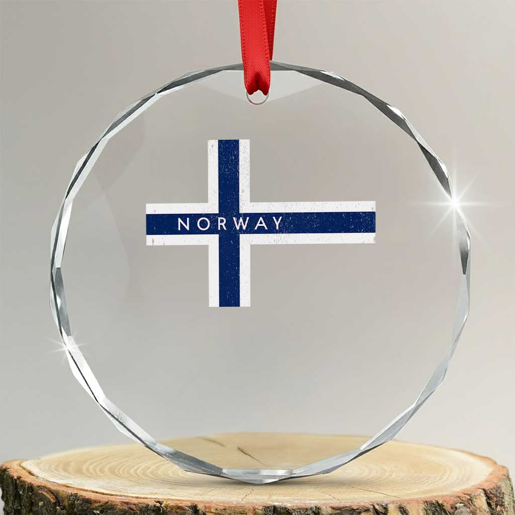 Norway Flag Cross Crystal Glass Ornament Vintage Distressed Norwegian Heritage Patriotic Scandinavian Graphic