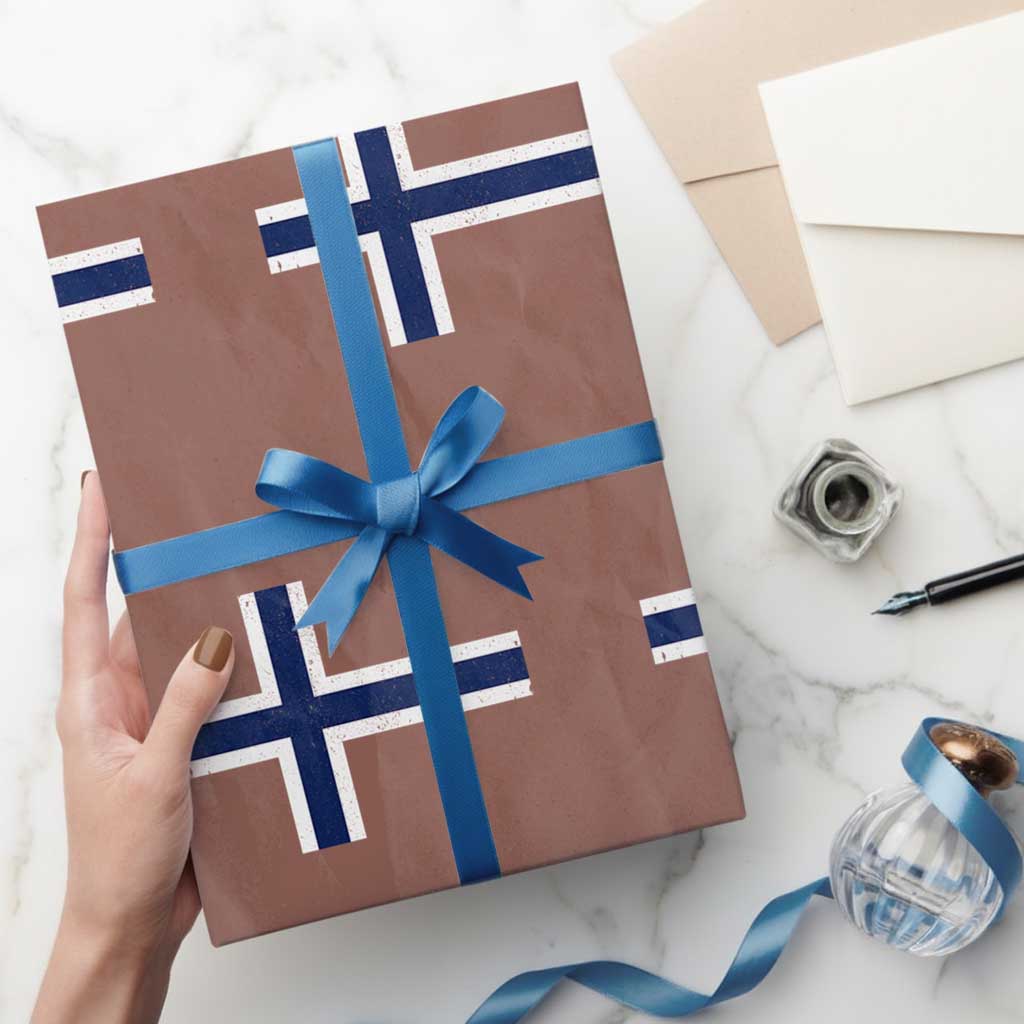 Norway Flag Wrapping Paper Roll Distressed Norwegian Norge Nordic Red White Blue Symbol