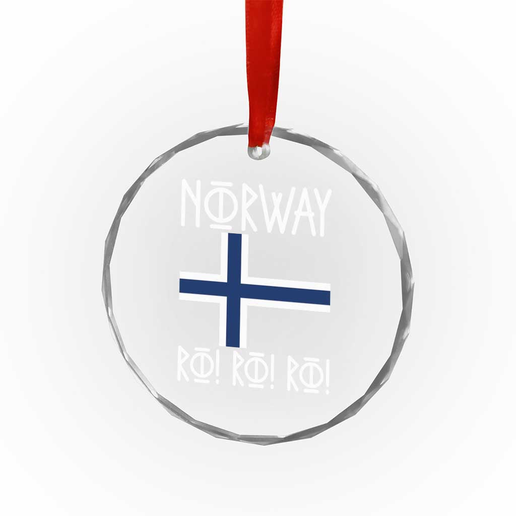 Norway Flag Ro Ro Ro Norse Rune Typography Graphic Crystal Glass Ornament Norge Football Fans Norwegian Pride