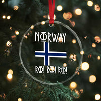 Norway Flag Ro Ro Ro Norse Rune Typography Graphic Crystal Glass Ornament Norge Football Fans Norwegian Pride