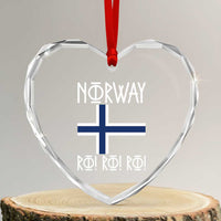 Norway Flag Ro Ro Ro Norse Rune Typography Graphic Heart Crystal Glass Ornament Norge Football Fans Norwegian Pride