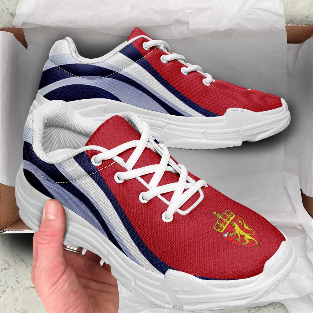 Norway Football Chunky Sneakers Flag-Inspired Curve Style