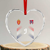 Norway Football Crest Jersey Style Heart Crystal Glass Ornament Number 9 Viking Athletic for Soccer Fan
