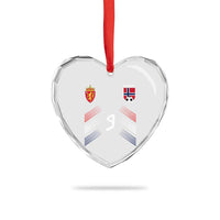Norway Football Crest Jersey Style Heart Crystal Glass Ornament Number 9 Viking Athletic for Soccer Fan