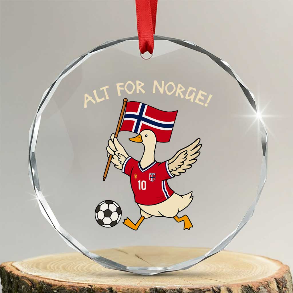 Norway Football Goose Crystal Glass Ornament Alt For Norge Norwegian Heritage