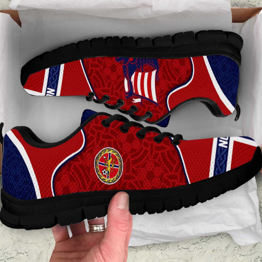 Norway Football Sneakers Viking Ship Nordic Patterns